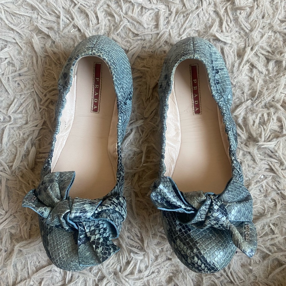 Prada Ballerinas / Flats Python Grey / Blue Size … - image 1
